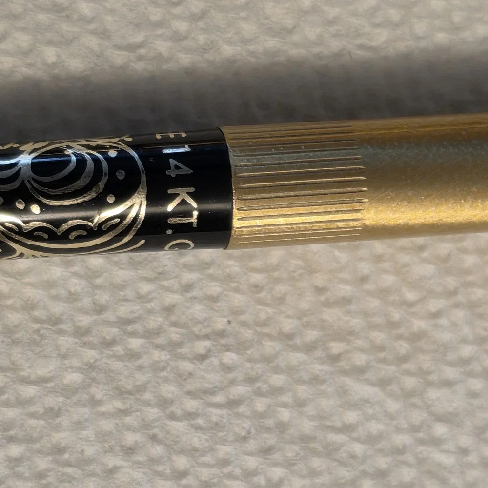 Vintage Chanel No 5 Arpege 14 KT Gold Filigree Perfumed Ballpoint Pen Set 2 Pc
